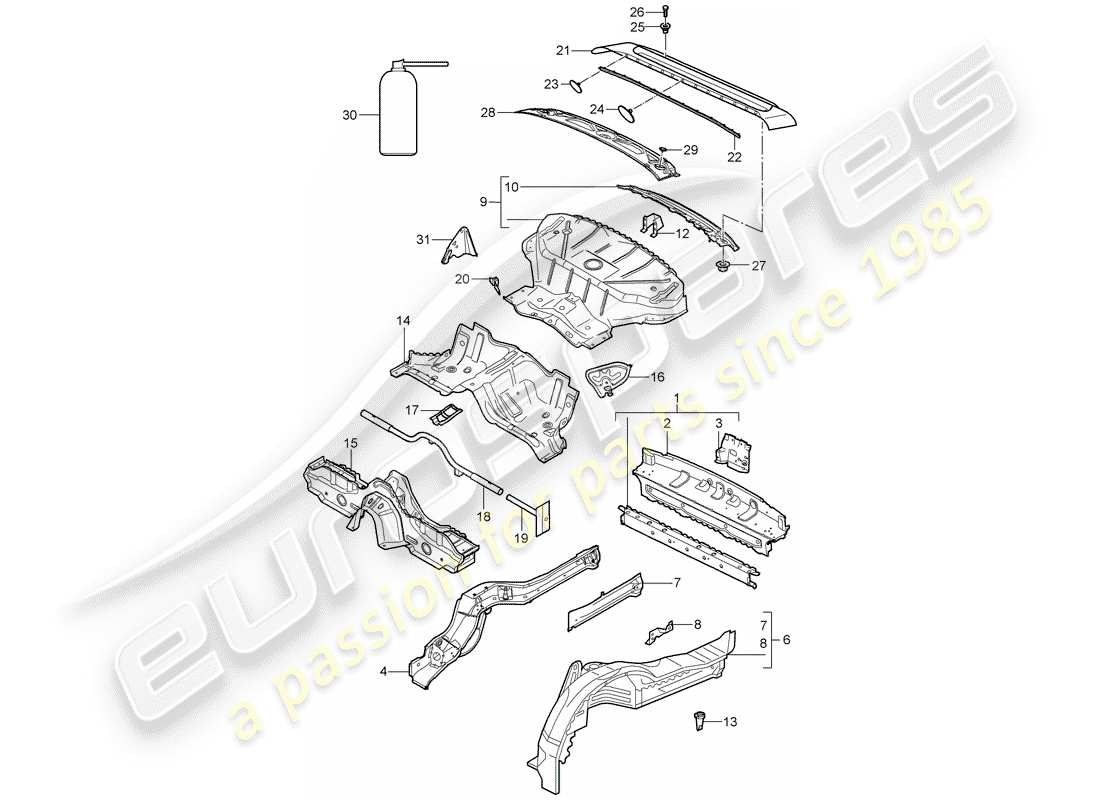 Porsche 997 (2007) REAR END Part Diagram