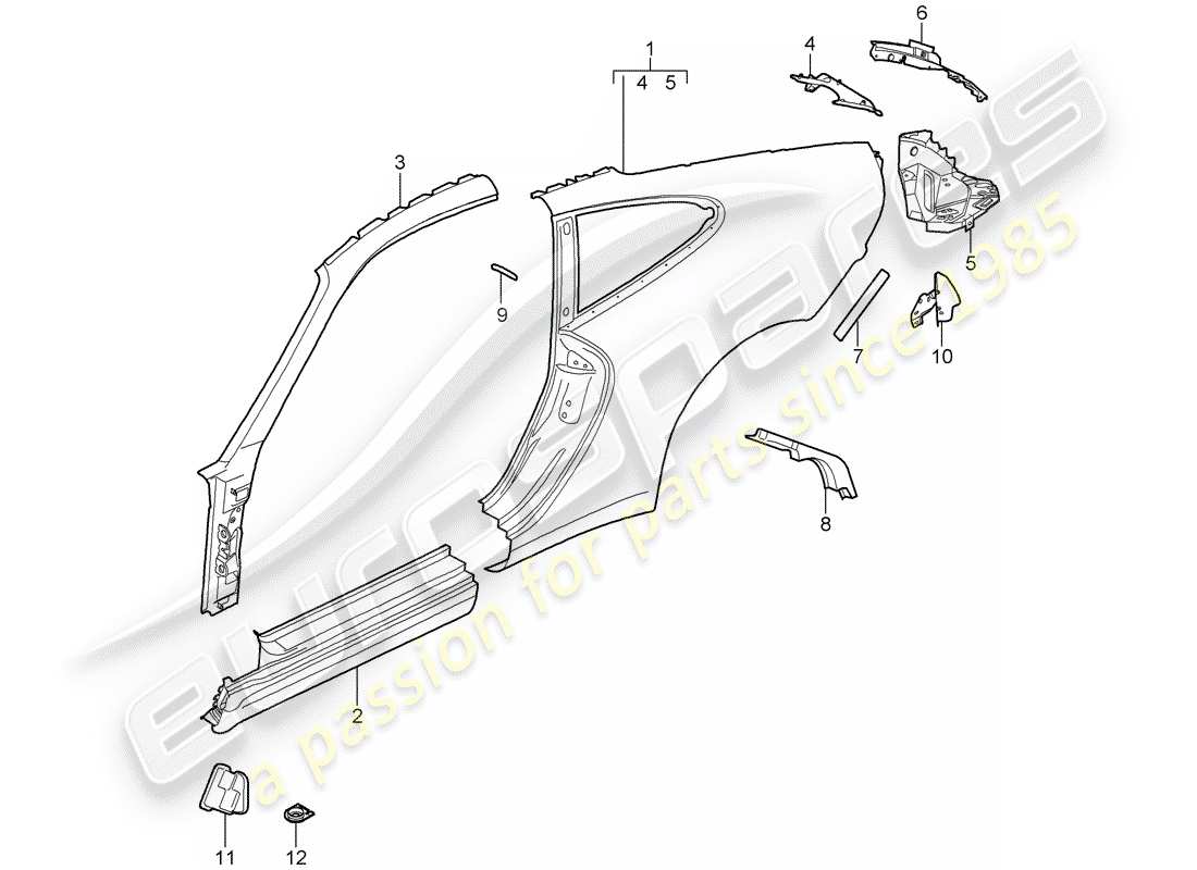 Porsche 997 (2007) SIDE PANEL Part Diagram