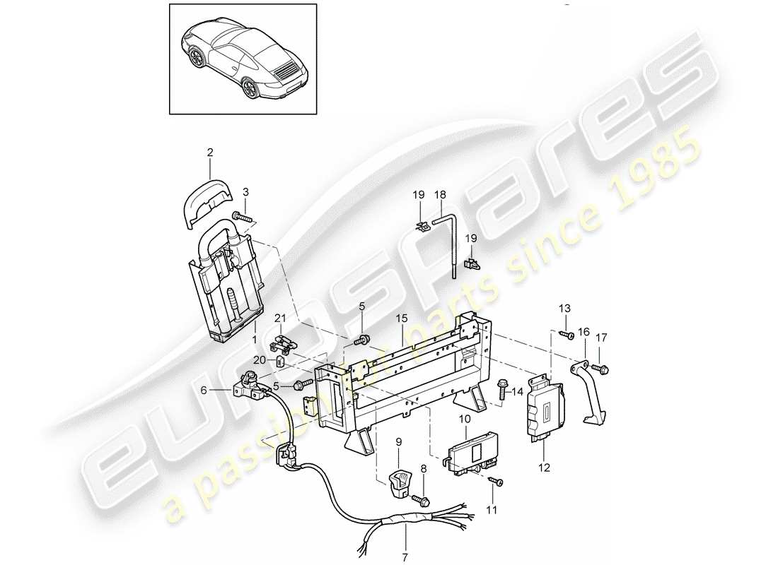 Porsche 997 (2007) ROLL BAR Part Diagram