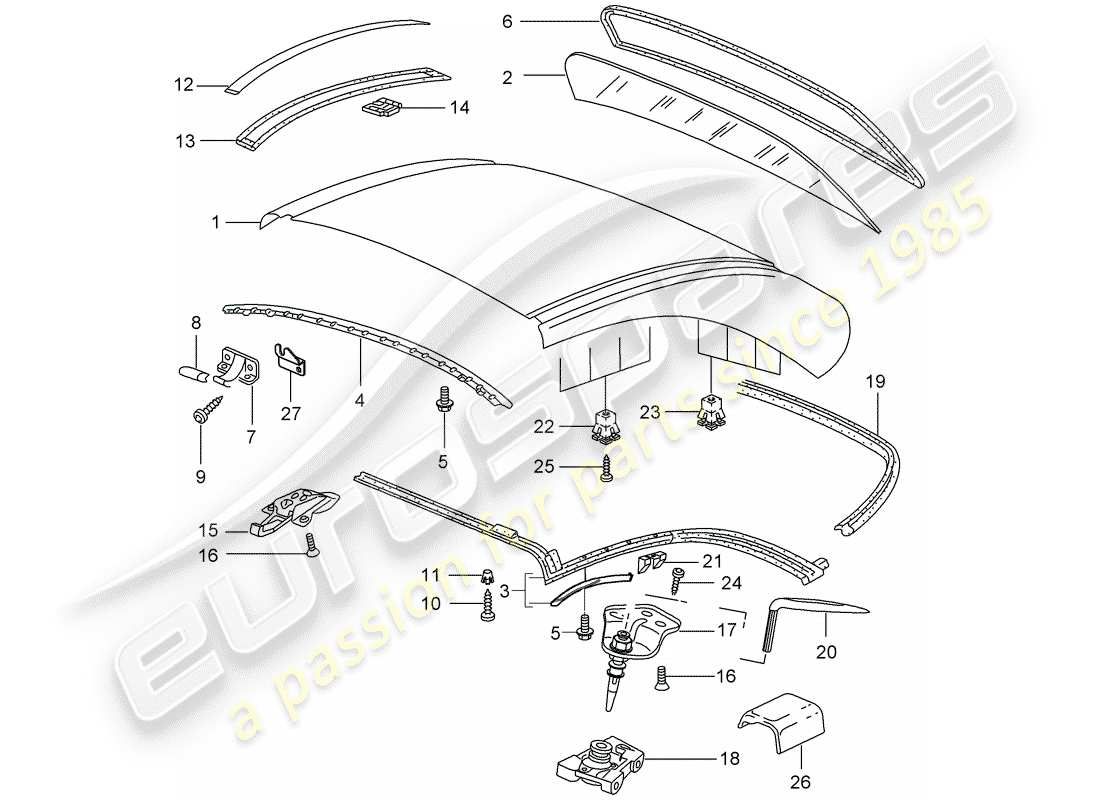 Porsche 997 (2007) HARDTOP Part Diagram