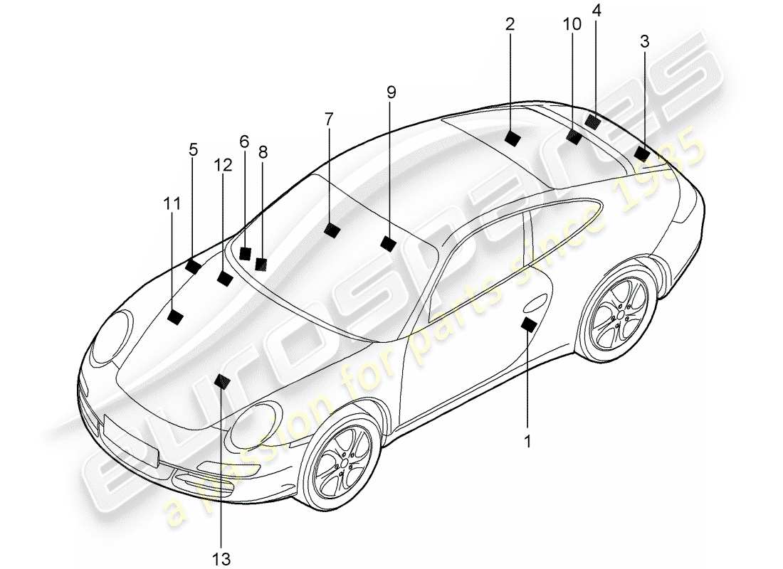 Porsche 997 Gen. 2 (2009) signs/notices Part Diagram