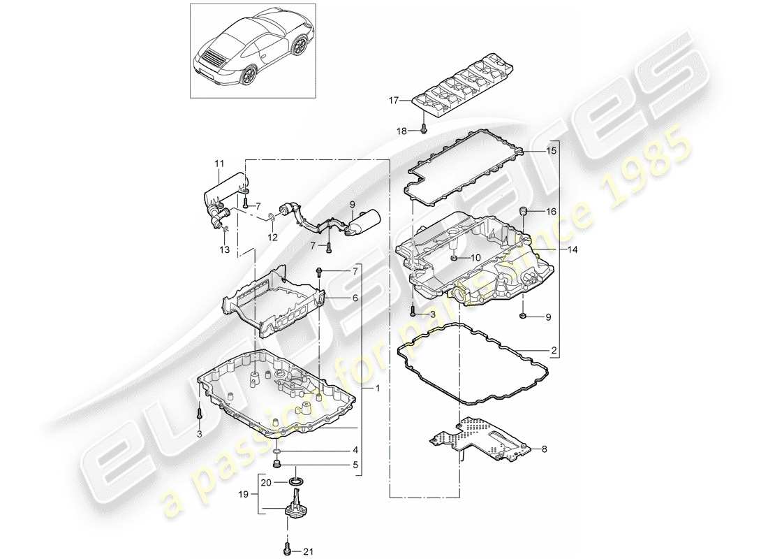 Porsche 997 Gen. 2 (2009) OIL PAN Part Diagram