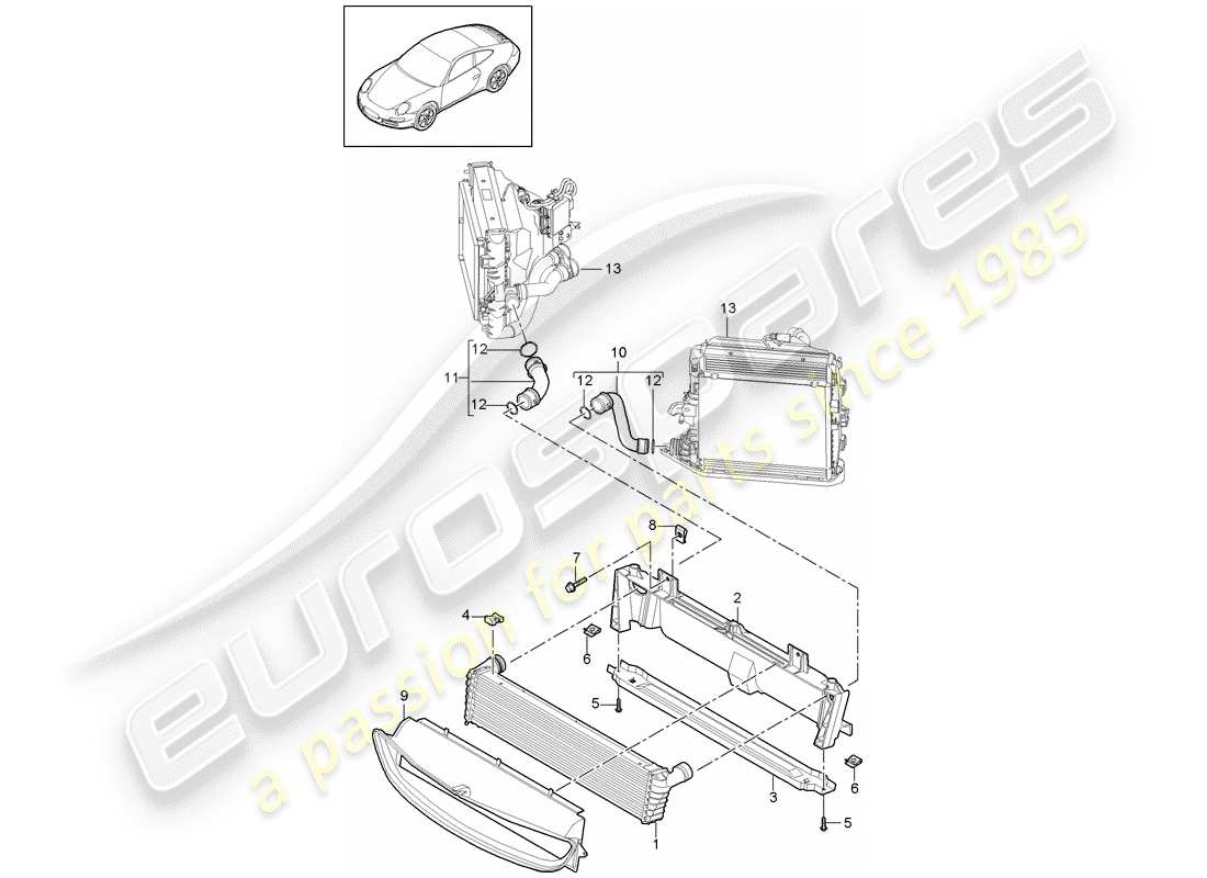 Porsche 997 Gen. 2 (2009) RADIATOR Part Diagram