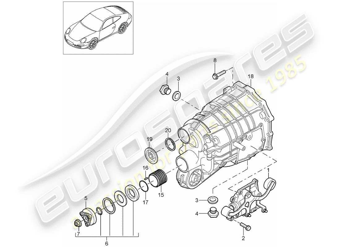 Porsche 997 Gen. 2 (2009) MANUAL GEARBOX Part Diagram