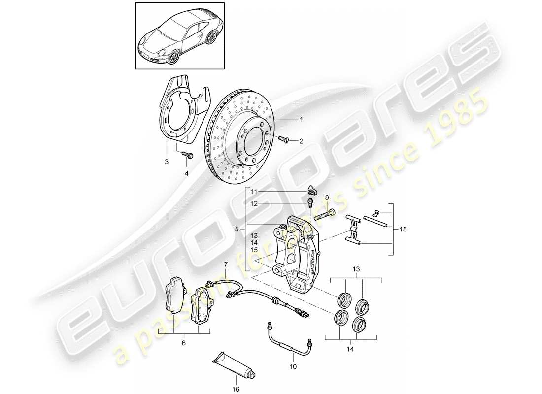 Porsche 997 Gen. 2 (2009) disc brakes Part Diagram