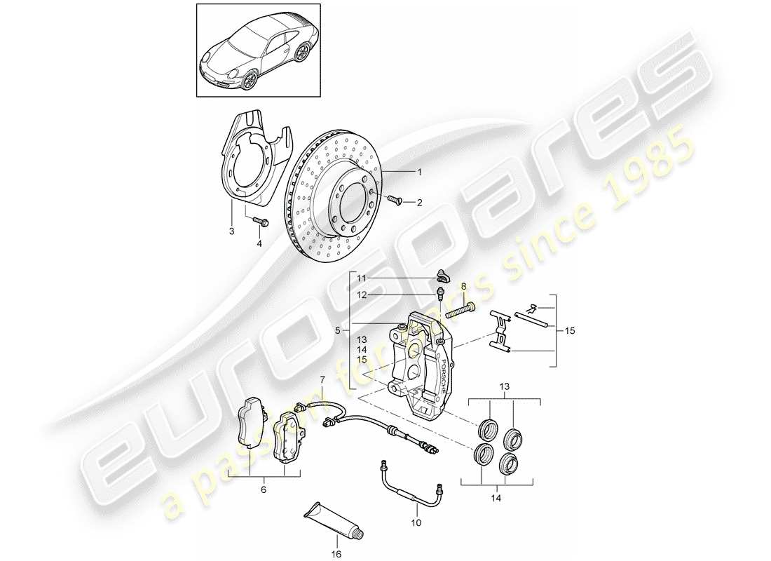 Porsche 997 Gen. 2 (2009) disc brakes Part Diagram