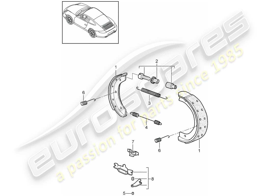 Porsche 997 Gen. 2 (2009) Handbrake Part Diagram