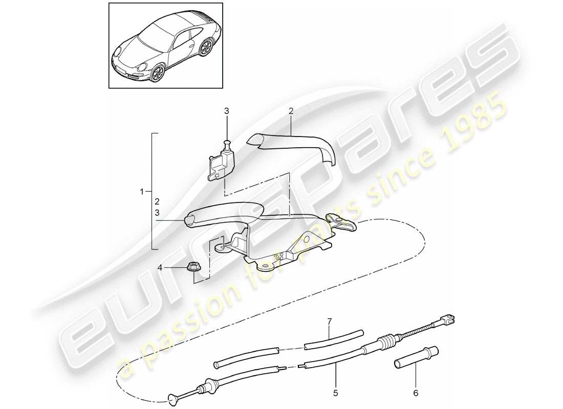 Porsche 997 Gen. 2 (2009) Handbrake Part Diagram