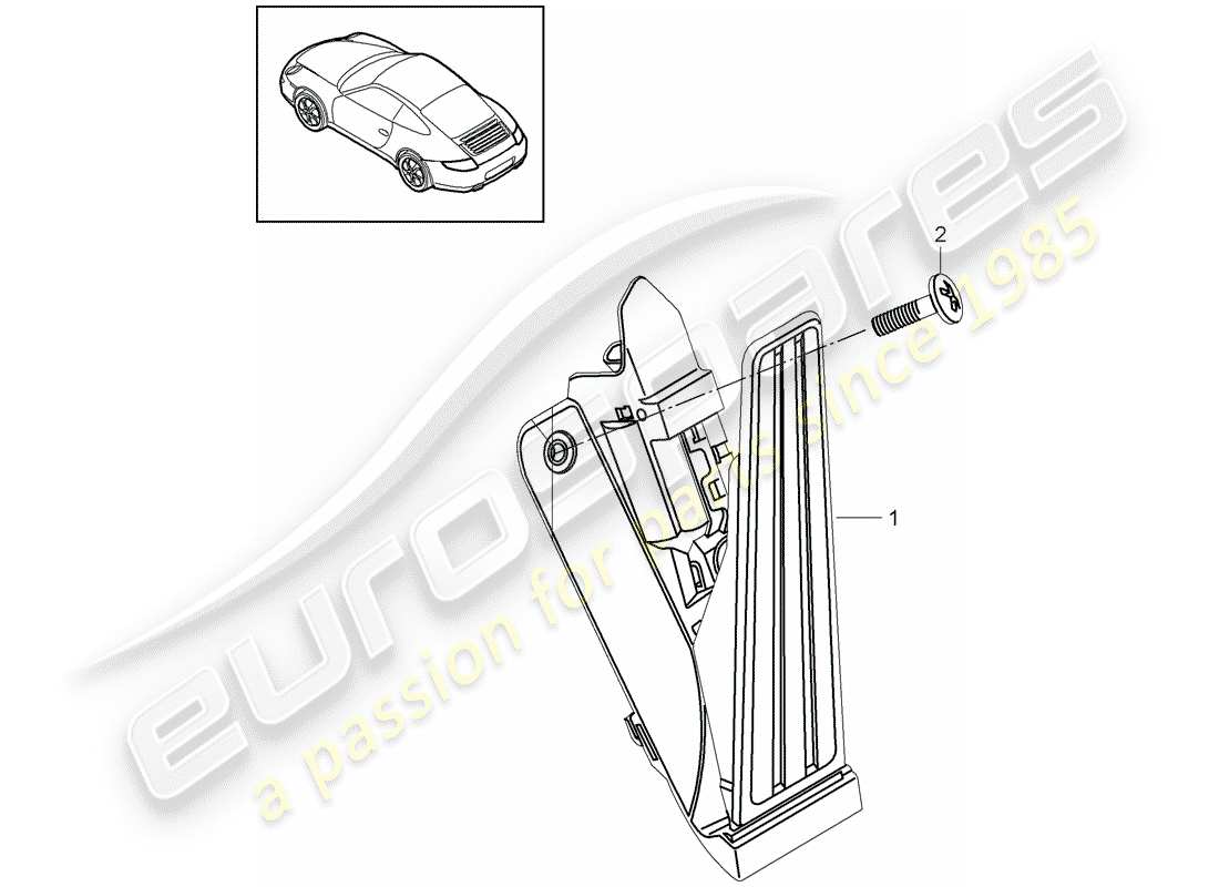 Porsche 997 Gen. 2 (2009) Pedals Part Diagram