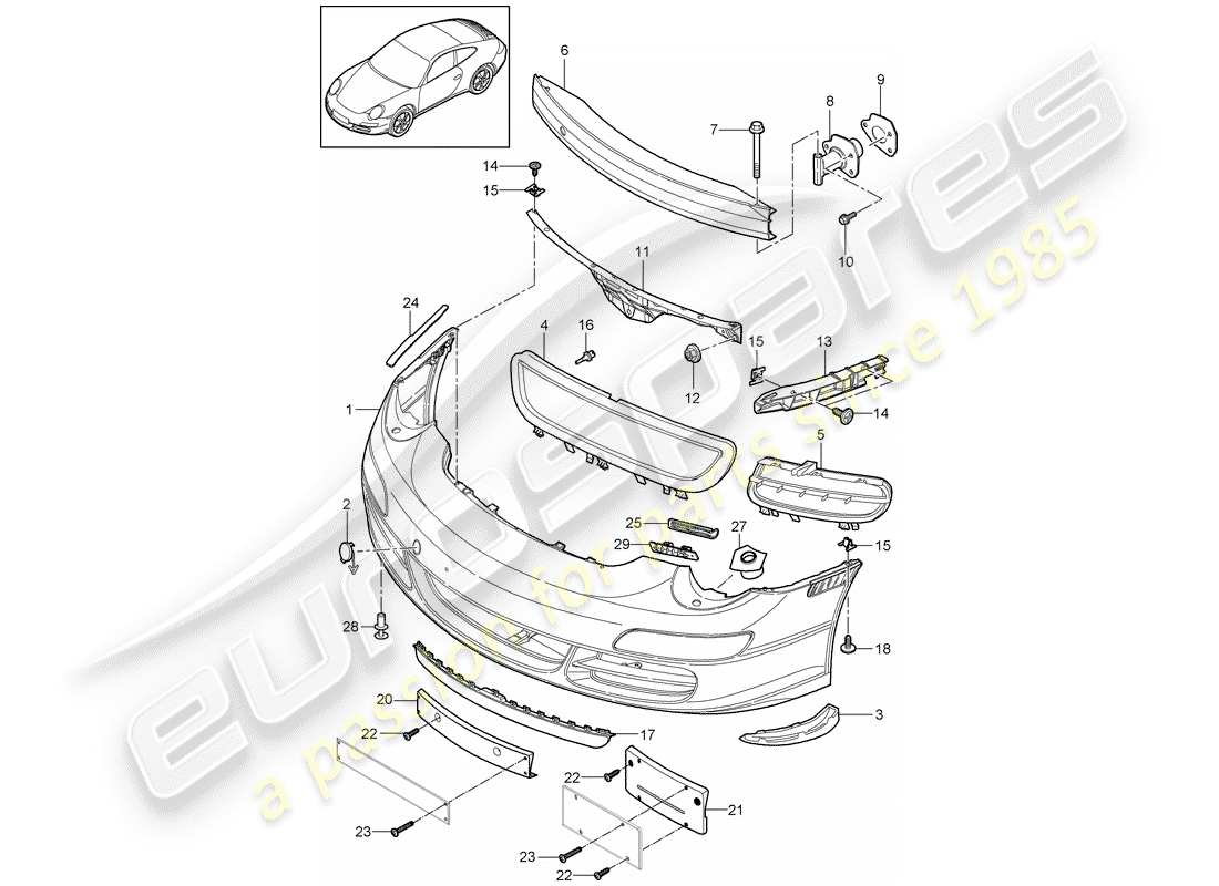 Porsche 997 Gen. 2 (2009) BUMPER Part Diagram