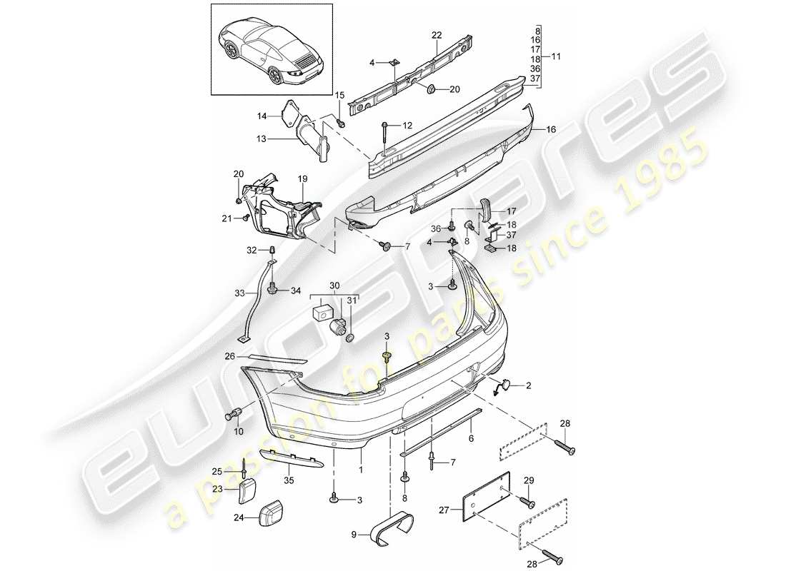 Porsche 997 Gen. 2 (2009) BUMPER Part Diagram