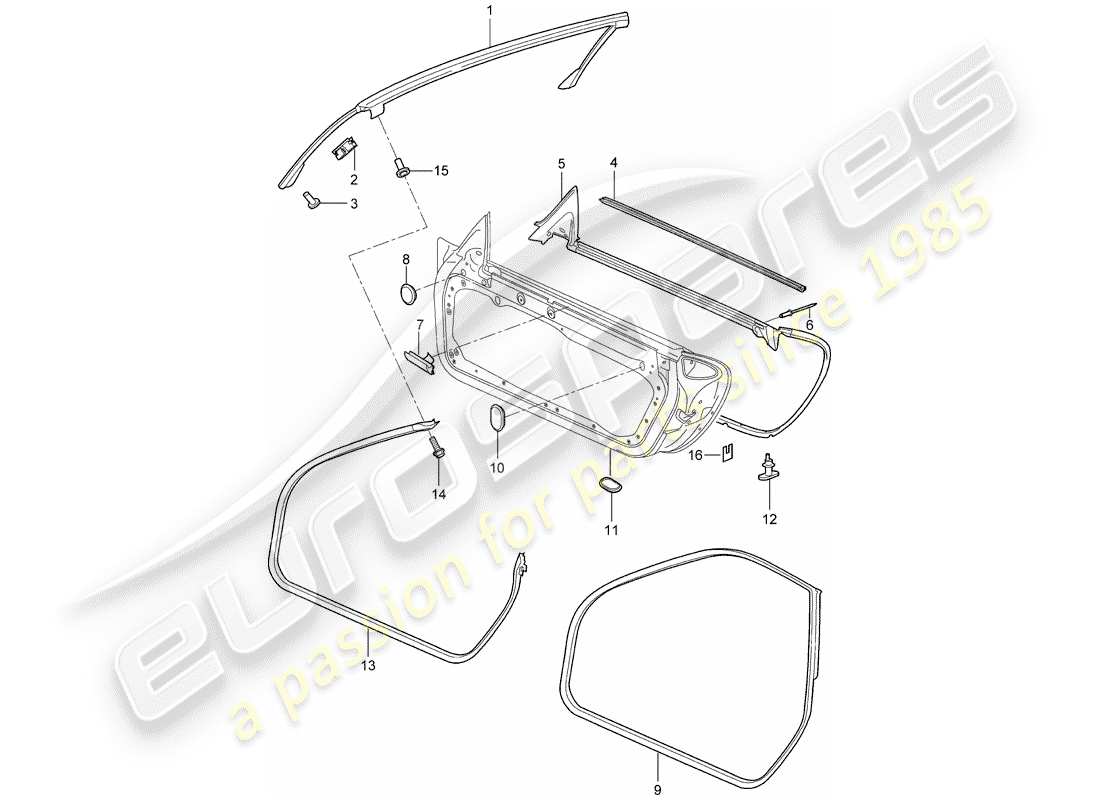 Porsche 997 Gen. 2 (2009) DOOR SEAL Part Diagram