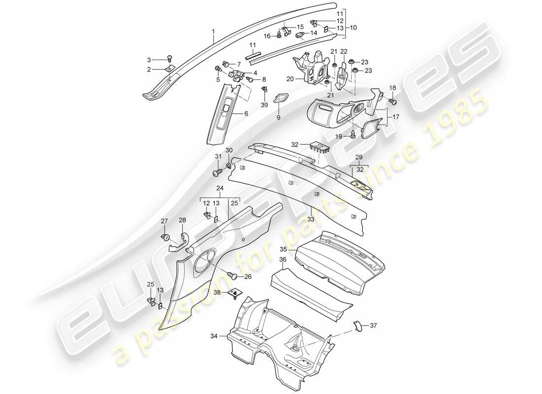 Porsche 997 Gen. 2 (2009) trims Part Diagram