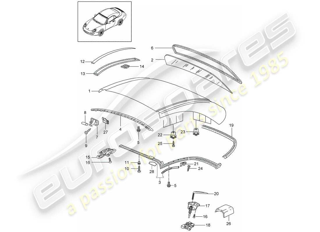 Porsche 997 Gen. 2 (2009) HARDTOP Part Diagram