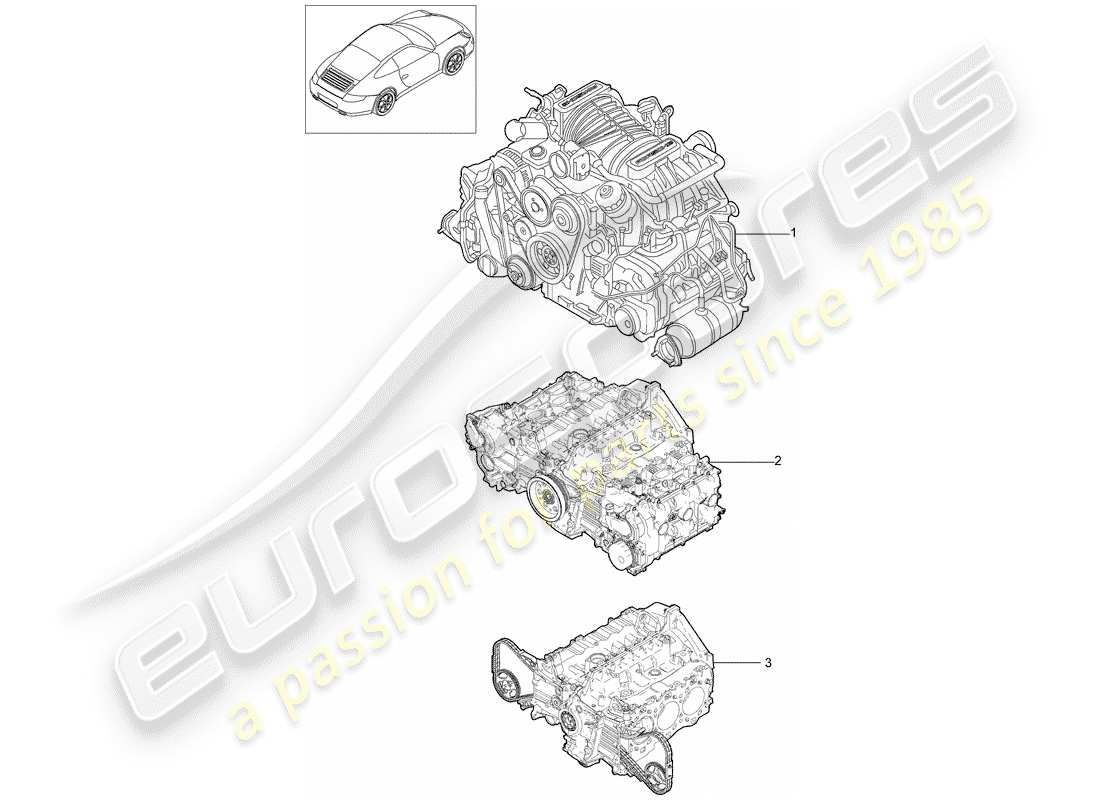 Porsche 997 Gen. 2 (2010) REPLACEMENT ENGINE Part Diagram