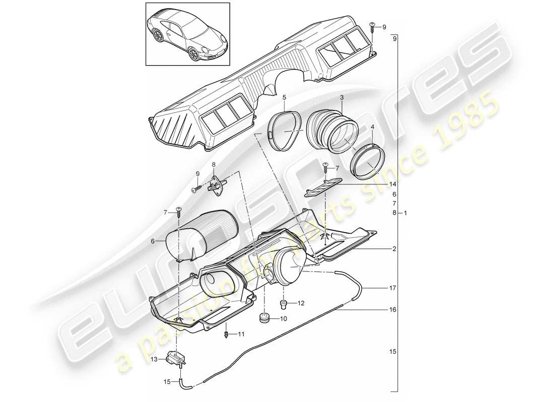 Porsche 997 Gen. 2 (2010) AIR CLEANER Part Diagram