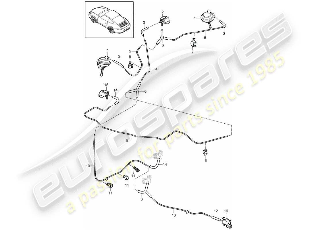 Porsche 997 Gen. 2 (2010) VACUUM SYSTEM Part Diagram