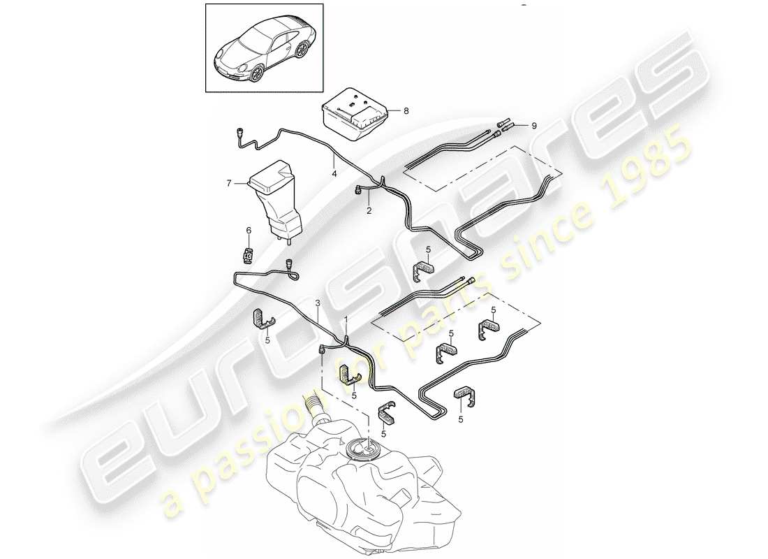 Porsche 997 Gen. 2 (2010) fuel system Part Diagram