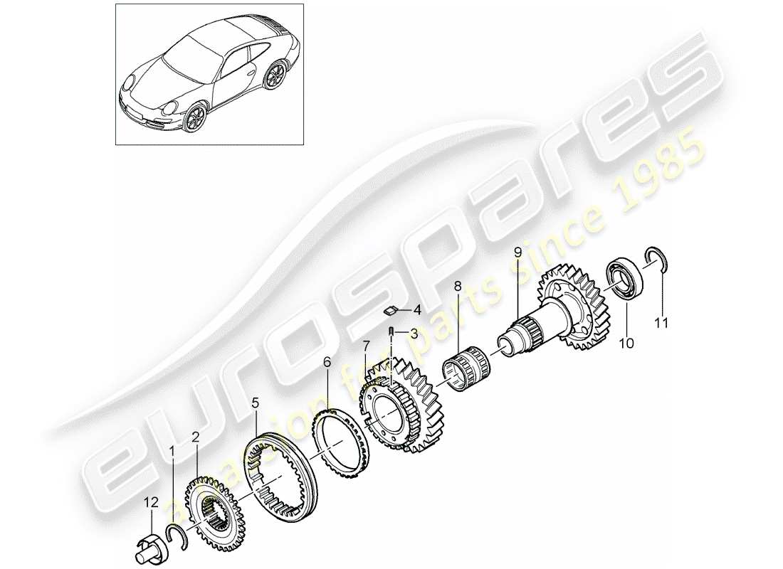 Porsche 997 Gen. 2 (2010) REVERSE GEAR Part Diagram