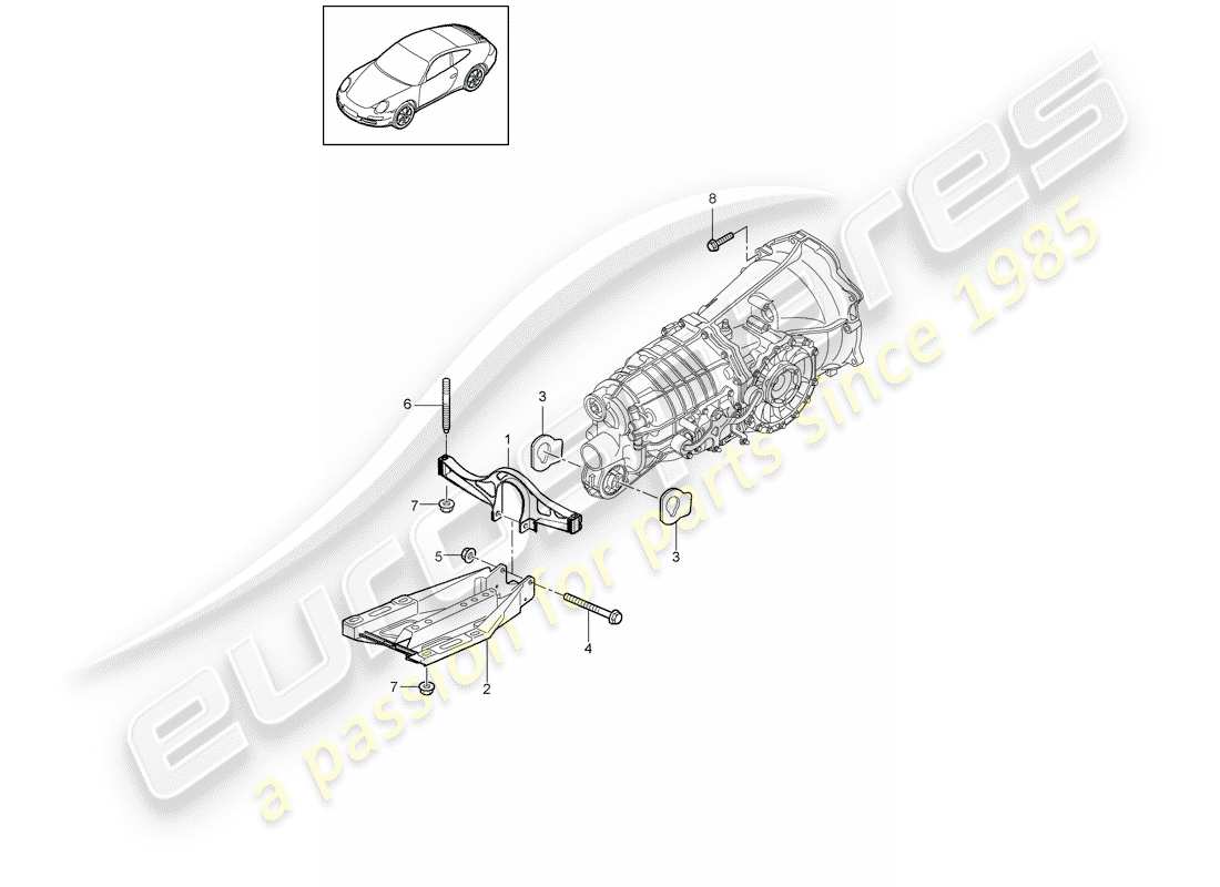 Porsche 997 Gen. 2 (2010) TRANSMISSION SUSPENSION Part Diagram