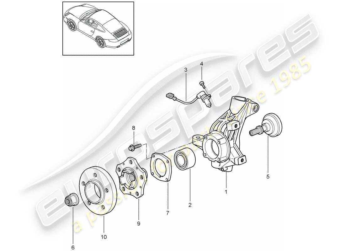 Porsche 997 Gen. 2 (2010) wheel carrier Part Diagram