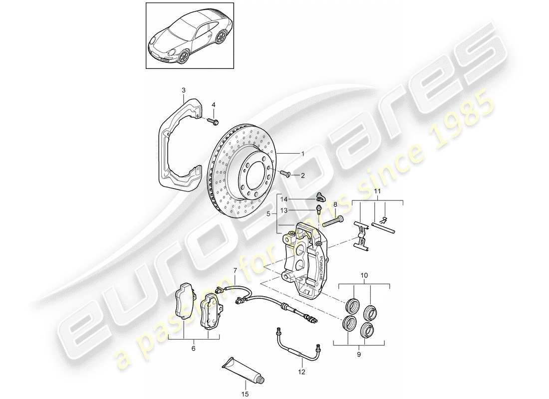 Porsche 997 Gen. 2 (2010) disc brakes Part Diagram