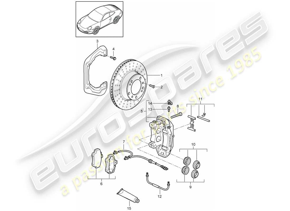 Porsche 997 Gen. 2 (2010) disc brakes Part Diagram