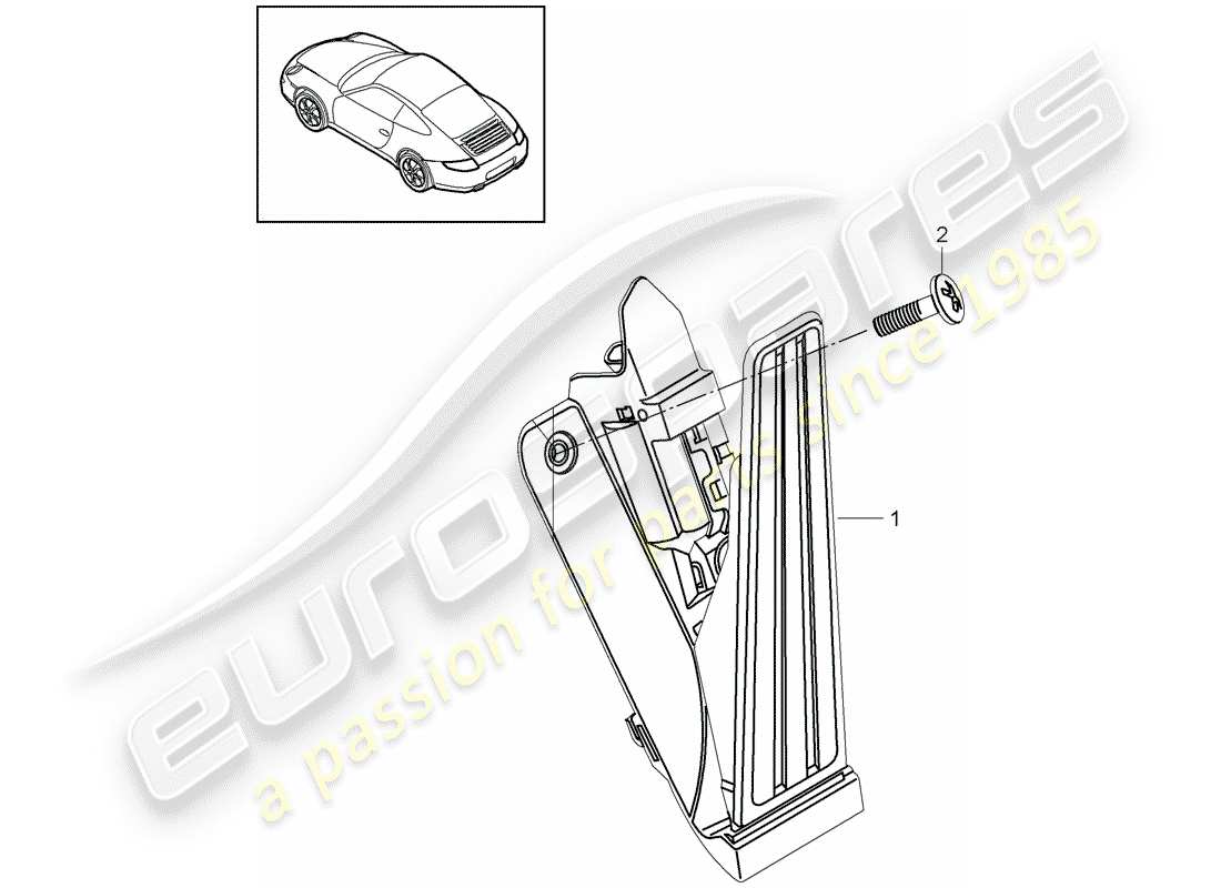 Porsche 997 Gen. 2 (2010) Pedals Part Diagram