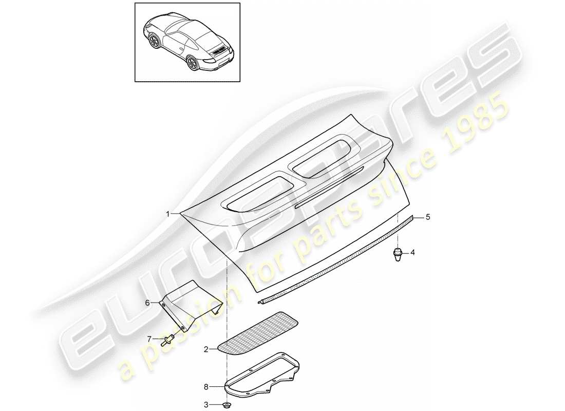 Porsche 997 Gen. 2 (2010) SPOILER LID Part Diagram