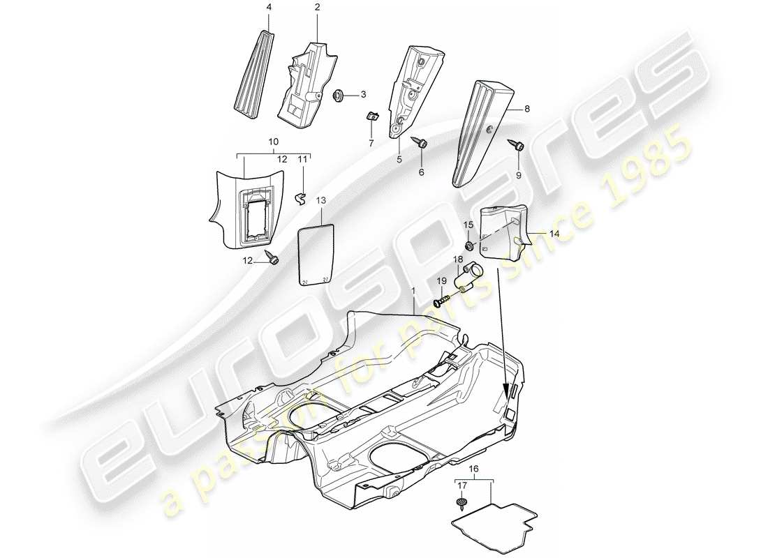 Porsche 997 Gen. 2 (2010) floor cover Part Diagram