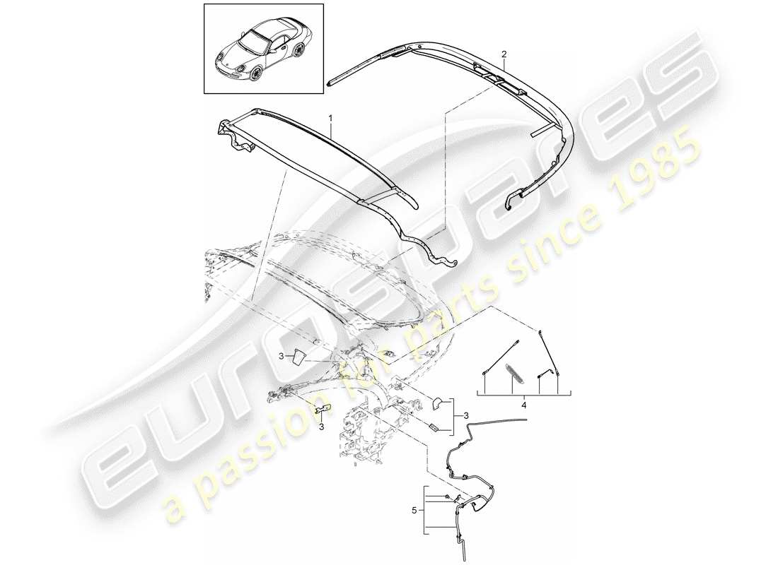 Porsche 997 Gen. 2 (2010) top frame Part Diagram