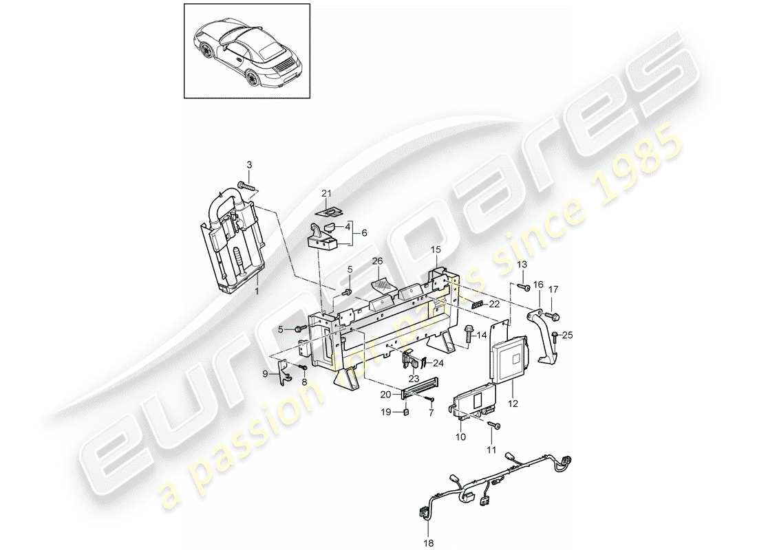 Porsche 997 Gen. 2 (2010) ROLL BAR Part Diagram