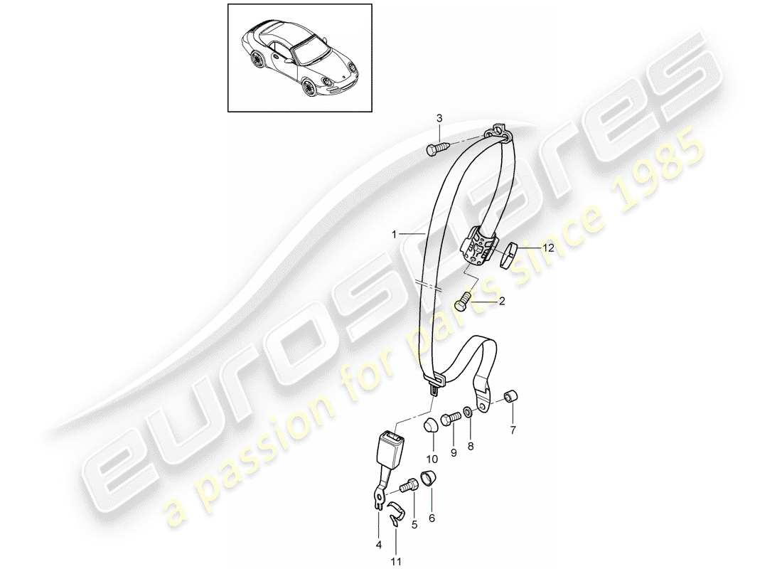 Porsche 997 Gen. 2 (2010) SEAT BELT Part Diagram