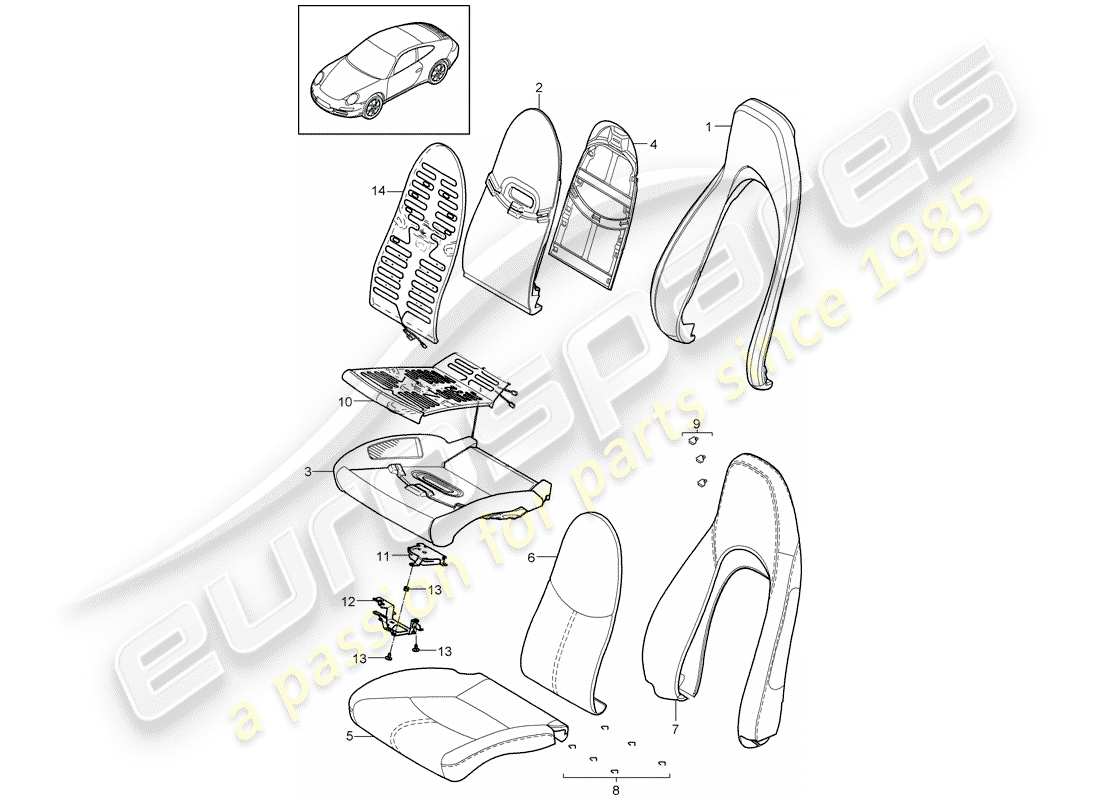 Porsche 997 Gen. 2 (2010) foam part Part Diagram