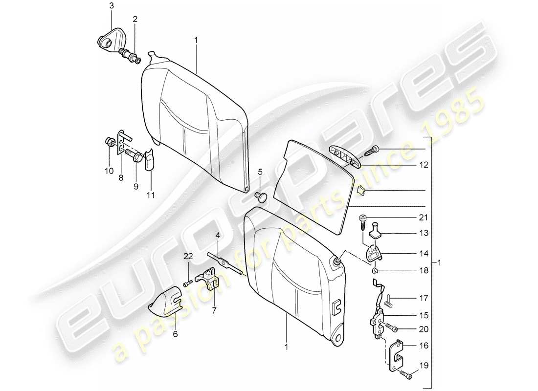 Porsche 997 Gen. 2 (2010) EMERGENCY SEAT BACKREST Part Diagram