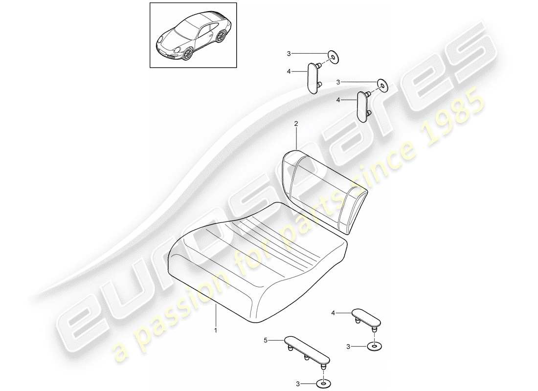 Porsche 997 Gen. 2 (2010) BACK SEAT CUSHION Part Diagram