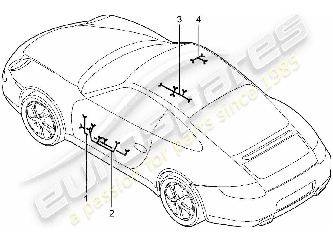 Porsche 997 Gen. 2 (2010) wiring harnesses Part Diagram