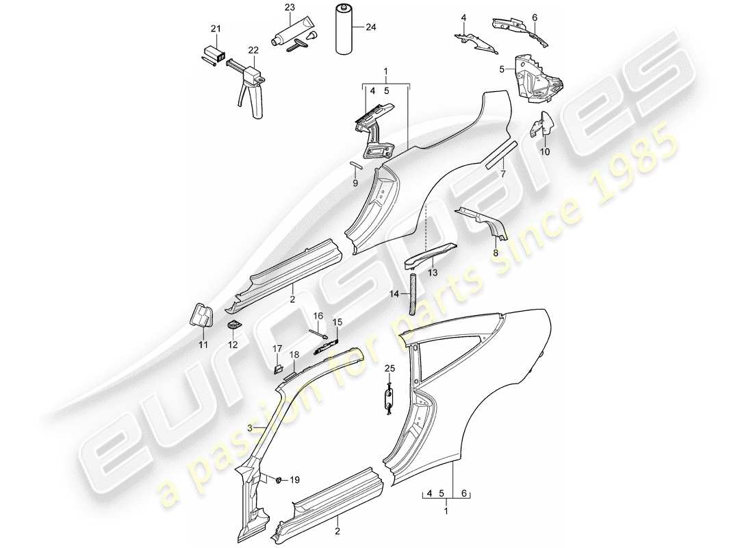 Porsche 997 Gen. 2 (2011) SIDE PANEL Part Diagram