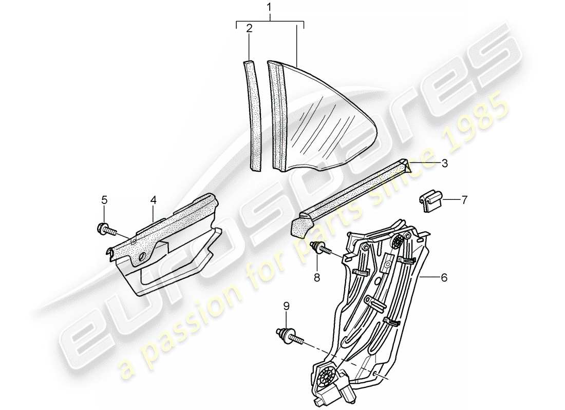 Porsche 997 Gen. 2 (2011) SIDE WINDOW Part Diagram