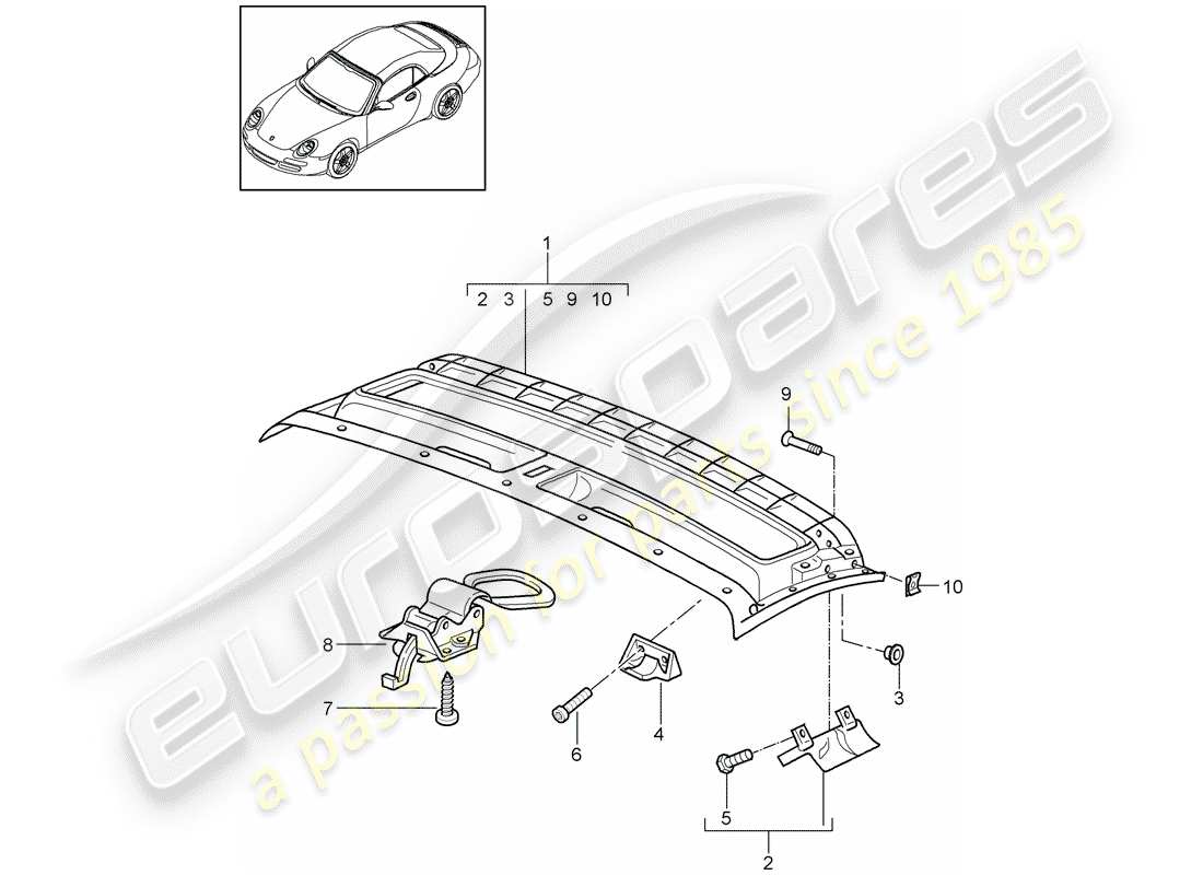 Porsche 997 Gen. 2 (2011) ROOF FRAME Part Diagram