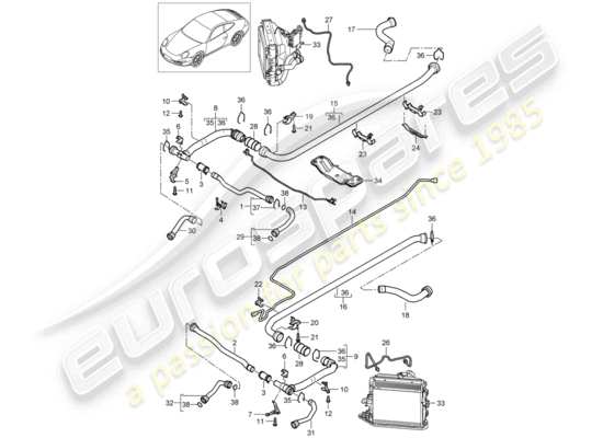 a part diagram from the Porsche 997 Gen. 2 parts catalogue