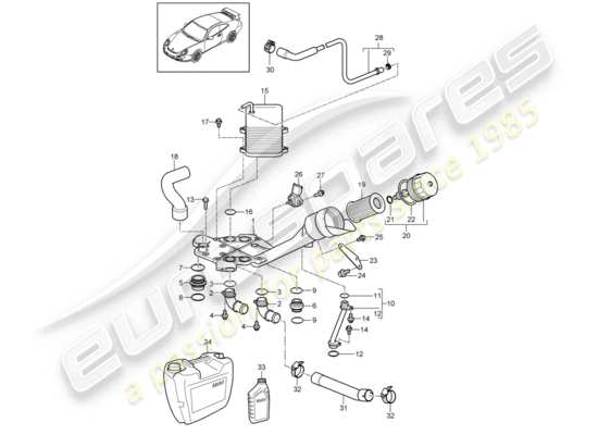 a part diagram from the Porsche 997 GT3 parts catalogue