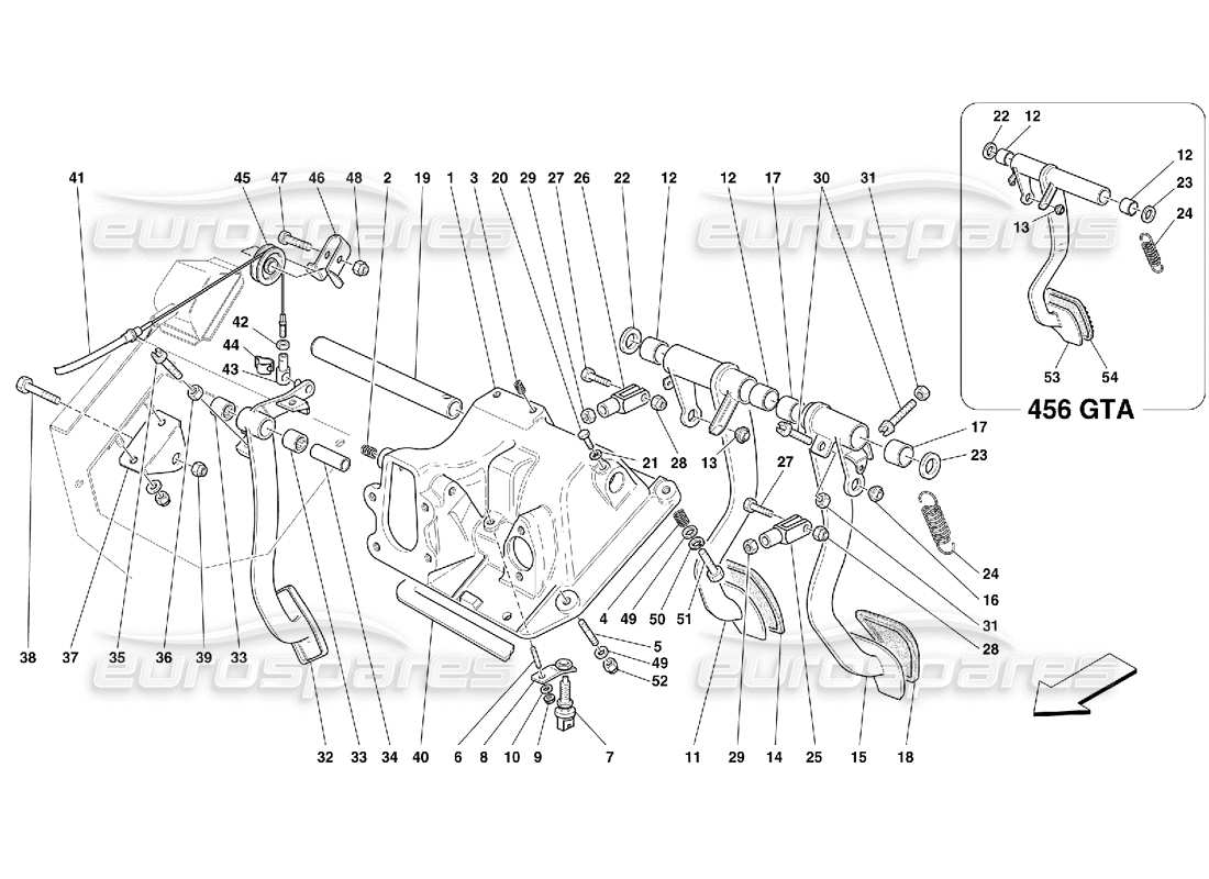 Ferrari 456 GT/GTA Pedals and Accelerator Control -Not for GD Part Diagram