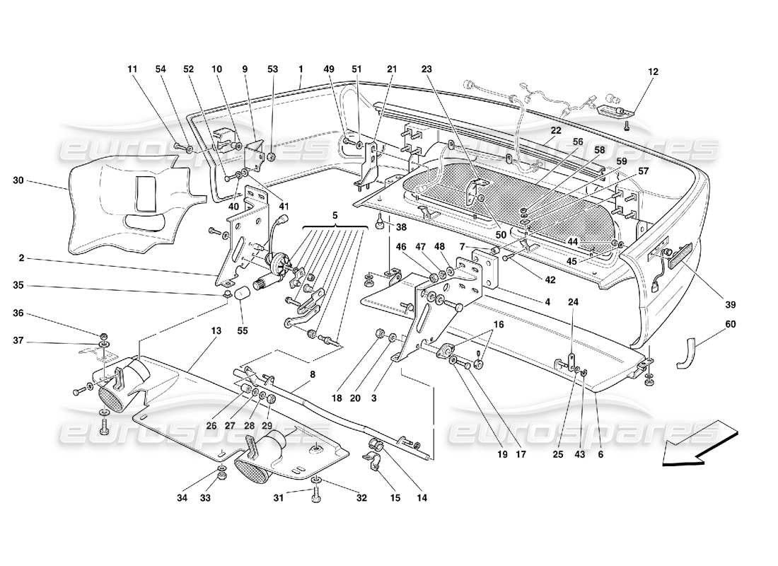 Ferrari 456 GT/GTA Rear Bumper and Movable Spoiler -Valid for 456 GTA Parts Diagram