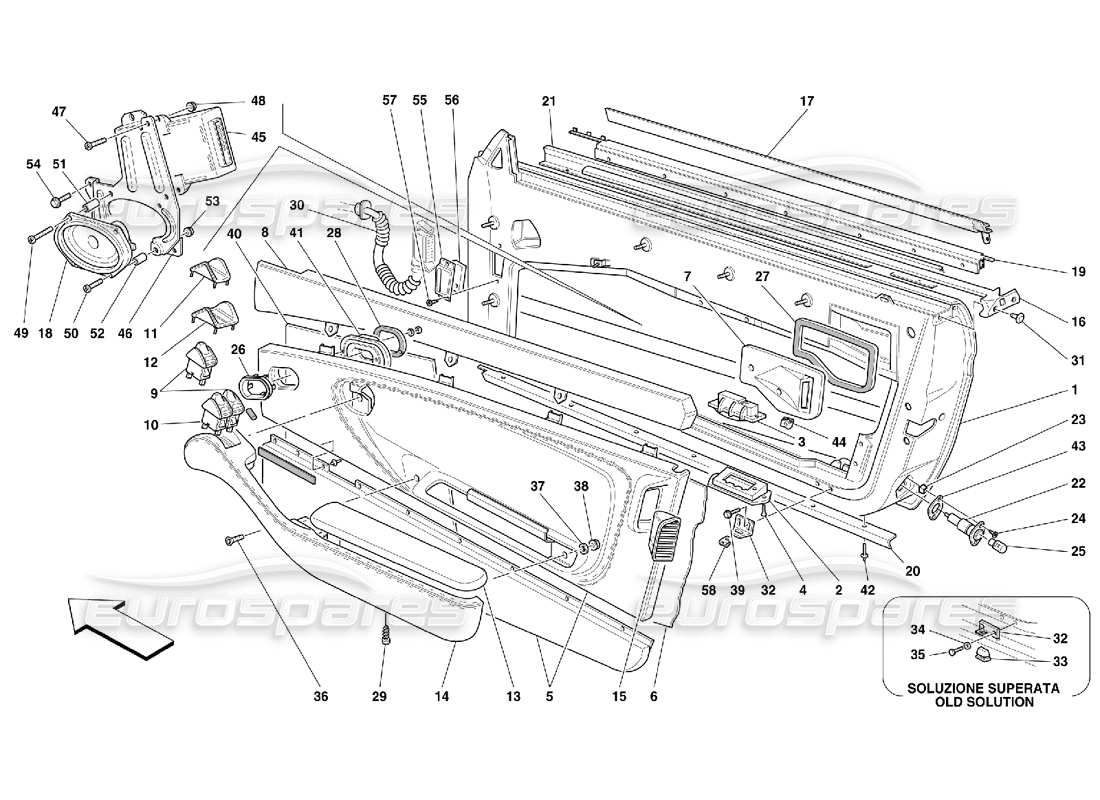 Ferrari 456 GT/GTA Doors - Framework and Coverings Part Diagram