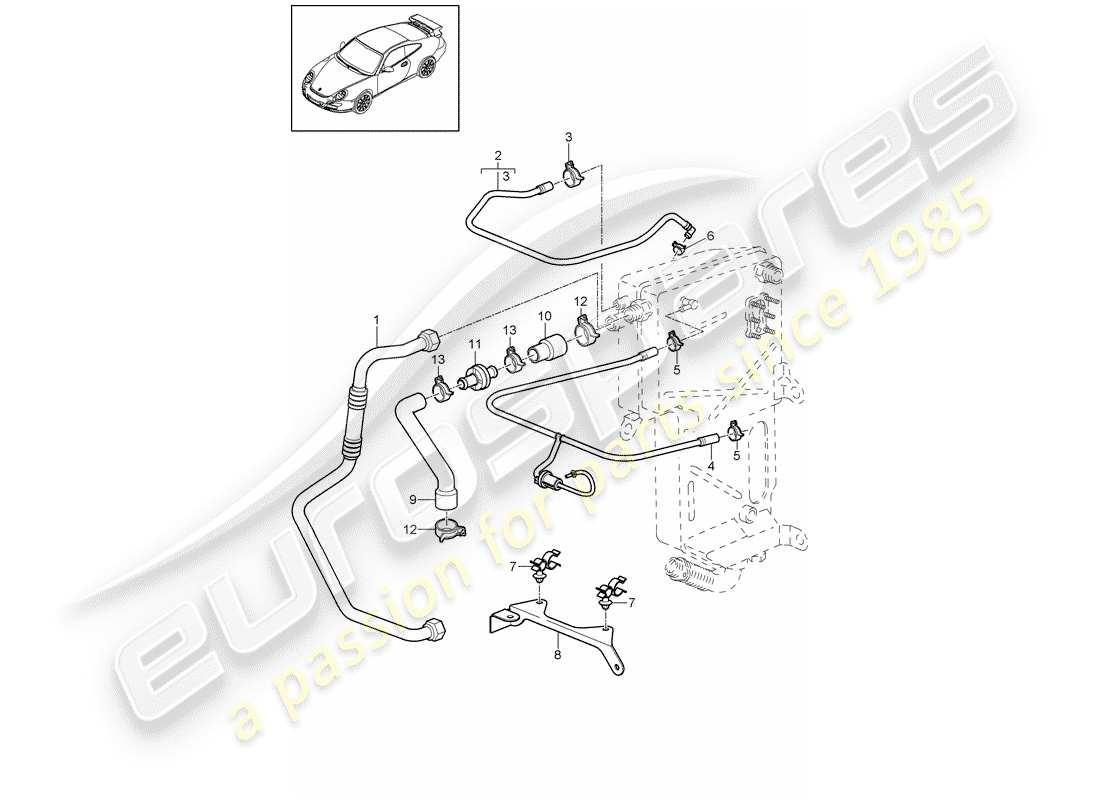 Porsche 997 GT3 (2009) lines Part Diagram