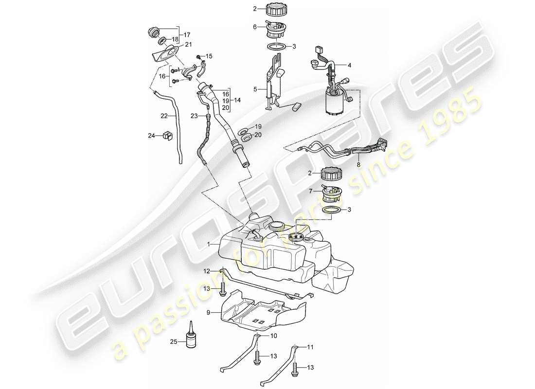 Porsche 997 GT3 (2009) FUEL TANK Part Diagram