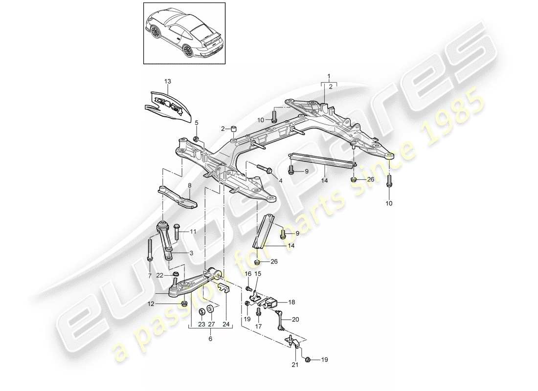 Porsche 997 GT3 (2009) CROSS MEMBER Part Diagram