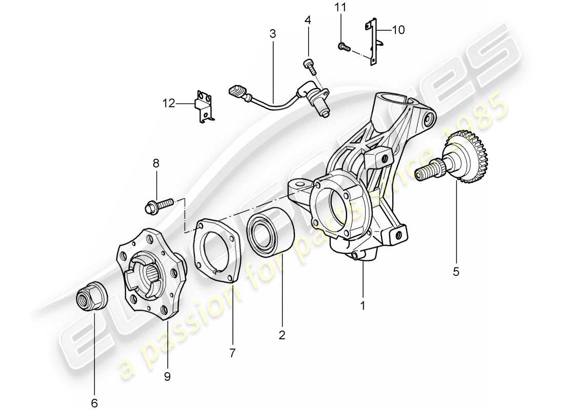 Porsche 997 GT3 (2009) wheel carrier Part Diagram