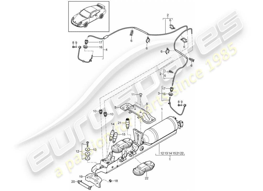 Porsche 997 GT3 (2009) self levelling system Part Diagram